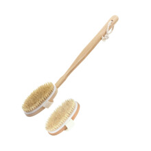2Pcs Detachable Long Handle Bath Brush and Natural Bristle Body Scrubber for Deep Cleansing Exfoliating Wet Dry Skin