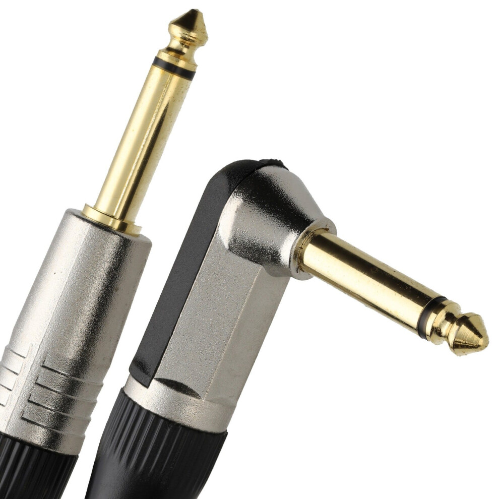 Kenable Gold Right Angle Mono Jack 6.35Mm Guitar/Amp Low Noise Cable Lead 2M