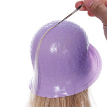 (Purple) Silicone Highlight Cap for Hair Dyeing - Curly/Straight