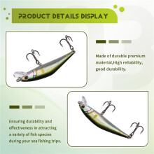 Sinking Minnow-Lures for Bass Trout,63mm Artificial Hard Wobblers,Effective in Freshwater and Saltwater