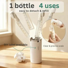 4in1 Travel Dispenser Bottle Portable Leak Proof Refillable Toiletry Container with Scale Label for Travel 2pcs