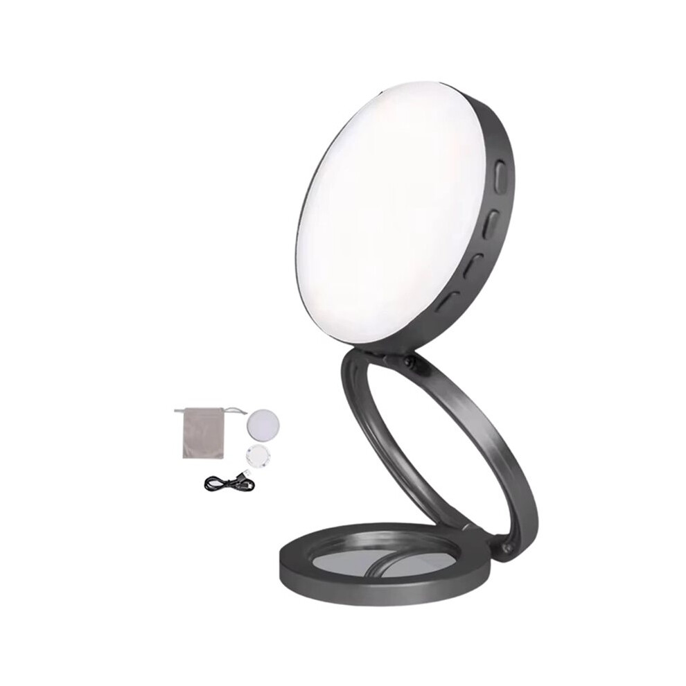 Photos - Other for Mobile Foldable LED for Selfie Light with Mirror for Cell Phone Pocket Magnetic Ring Light Photography Dark Gray