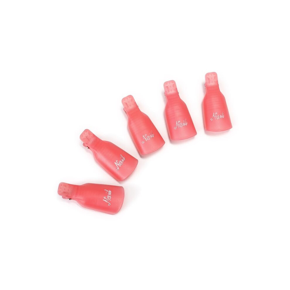 Pink 10Pcs Nail Polish Remover Clips Set For Acrylic Gel Soak Off With Secure Acetone Hold