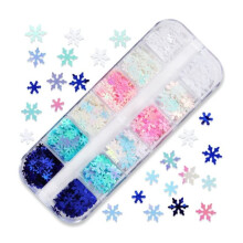 Christmas Snowflake Nail Glitter Sequins Set, Sparkling Winter Nail Art Decorations in Storage Box
