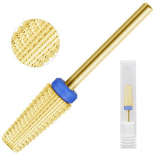 5 in 1 Tungsten Carbide Nail Drill Bit 3/32 Shank Two Way Rotation for Acrylic and Gel Nails Gold