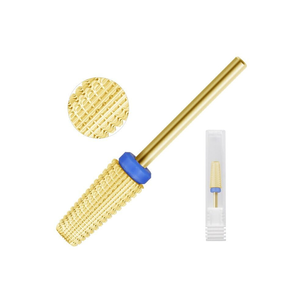 5 in 1 Tungsten Carbide Nail Drill Bit 3/32 Shank Two Way Rotation for Acrylic and Gel Nails Gold