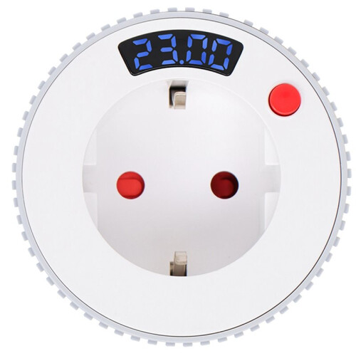 Tuya WLAN--Steckdose mit Digitaler Anzeige, Countdown-Timer, Drehschalter, 15 Min. - 24 Std., 23 Std. 59 Min., EU-Stecker