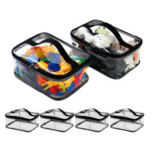Conjunto de 6 Sacos Transparentes para Brinquedos com Zíper, Dobráveis, Impermeáveis e Reutilizáveis em PVC para Brinquedos Pequenos e Blocos de