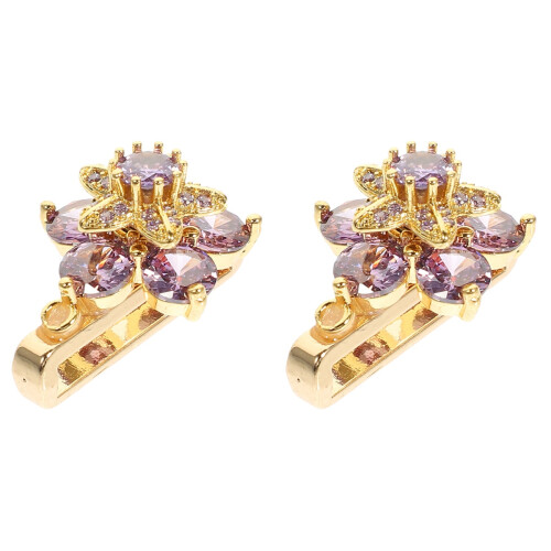 2Pièces Accessoire Montre Compact Violet En Alliage Avec Strass Décor 1