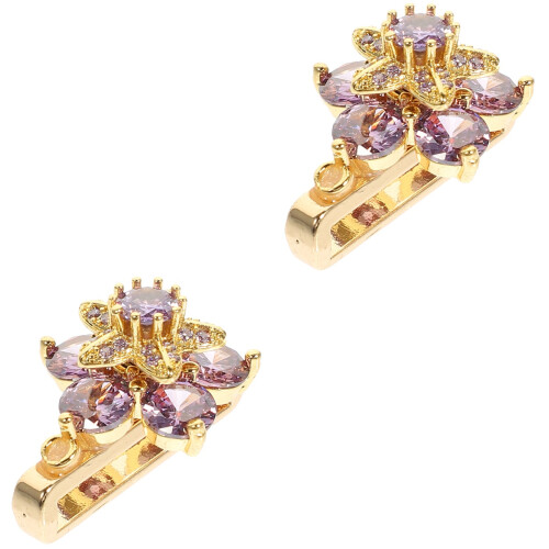 2Pièces Accessoire Montre Compact Violet En Alliage Avec Strass Décor 2