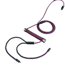 Dual 8K Single-Crystal Copper Hollow-Out RGB Mechanical Keyboard Sprial Cable 8K Magnetic Mouse Cable Purpler