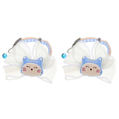 2Pièces Collier Chat Bleu Polyester Adorable Noeud Papillon Résistant 1