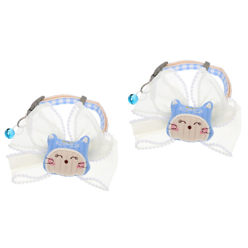 2Pièces Collier Chat Bleu Polyester Adorable Noeud Papillon Résistant 2