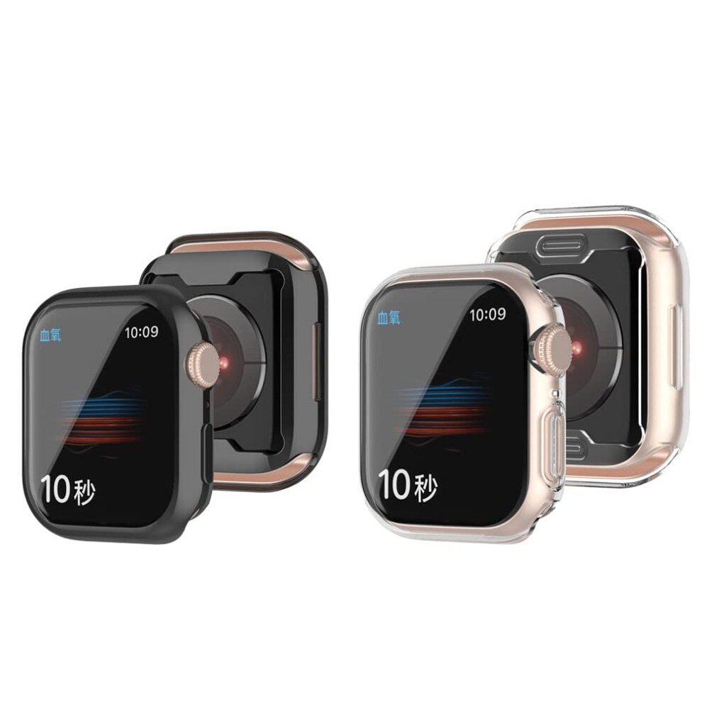 Slim Tpu Case For Apple Watch Series 8 41Mm, Full Coverage Protective Cover With Builtin Screen Protector, And Clear Black 9169991375441