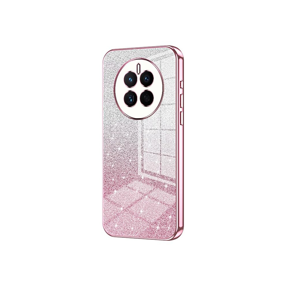 Case For Huawei Mate 50 Clear Glitter Shockproof Tpu Bumper Cover Slim Transparent Electroplated Style Pink 9169991375731