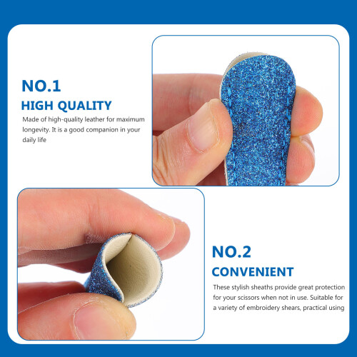 2Pièces Housses En Cuir Bleu Pour Ciseaux De Coiffure Protection 2