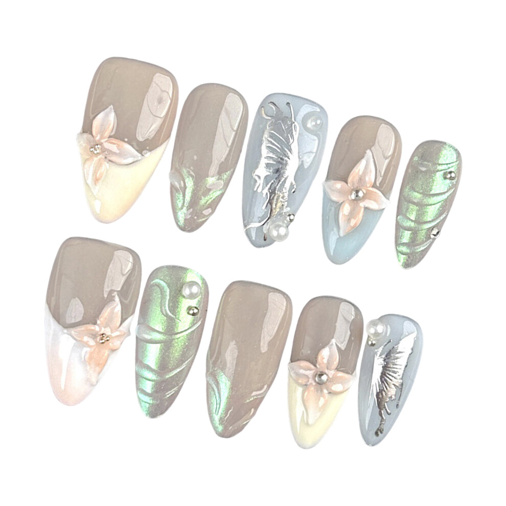 Dachuang Beauty (M) Eco-Friendly Glossy Nude Blue Resin Nails