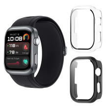 Case with Tempered Glass for Huawei Watch D2, 9H Scratch Protection Hard PC Cover, Transparent and Black