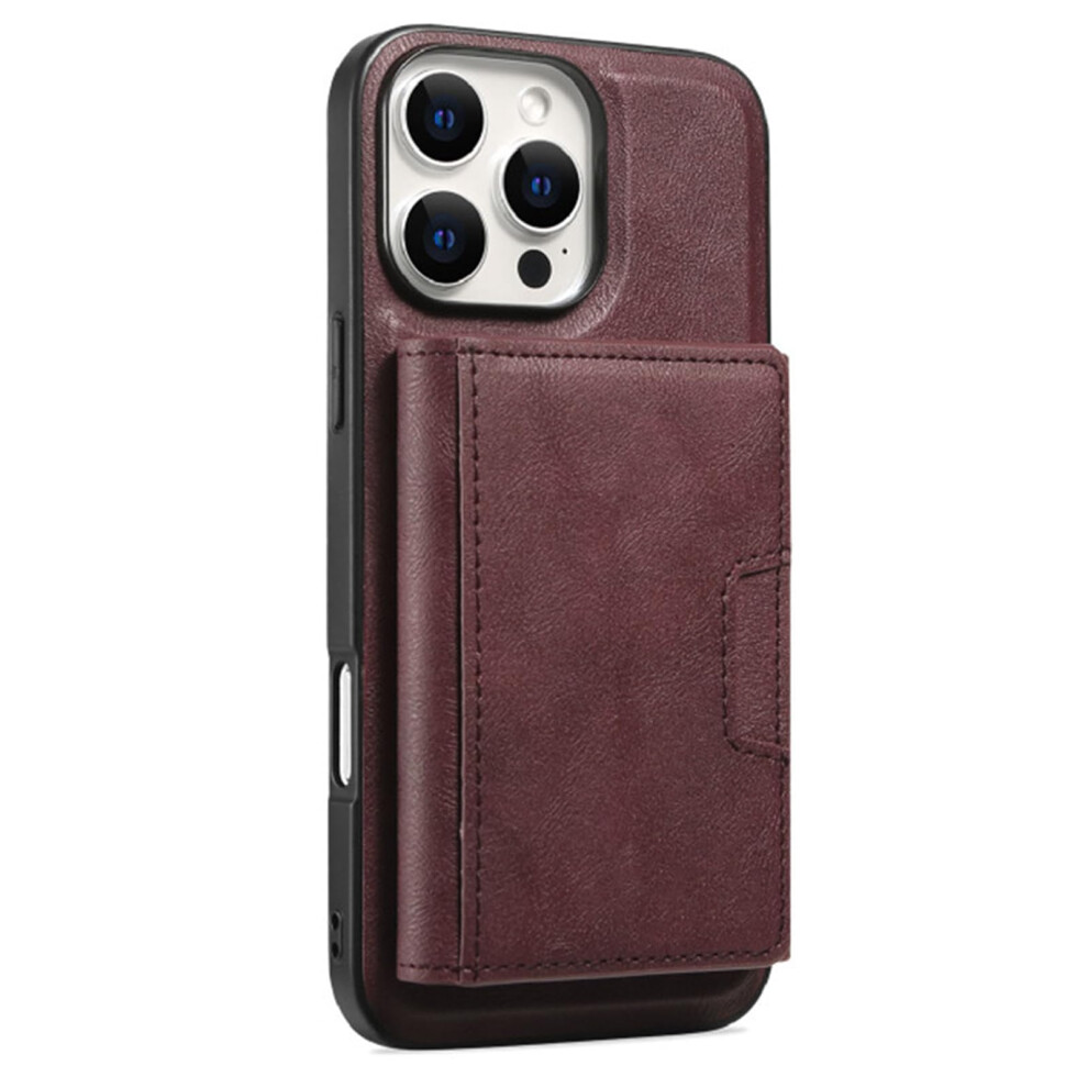 Magnetic Wallet Case Pu Leather Detachable Card Holder Shockproof Cover For Iphone 16 Pro Max Red 9092120950113
