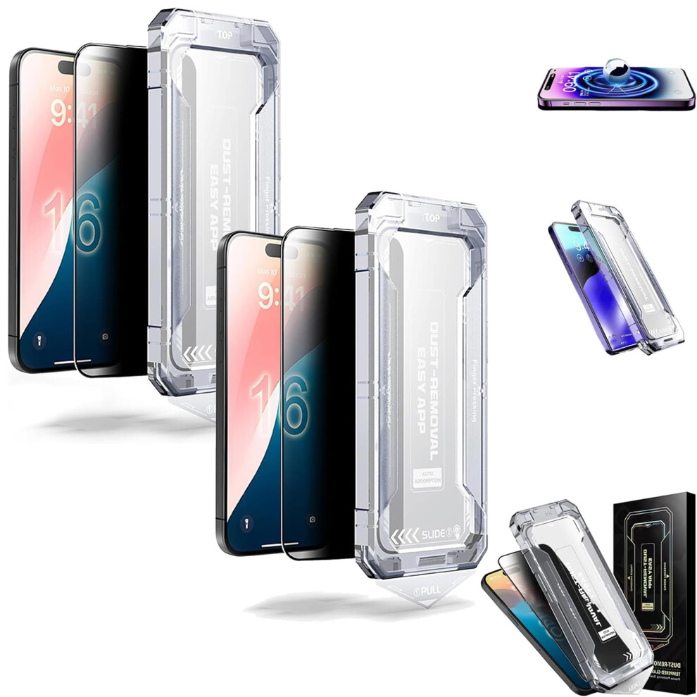 2 Pack Privacy Tempered Glass Screen Protector 15/16 Inch Hd Clear Antiscratch Antifingerprint 9092120950090