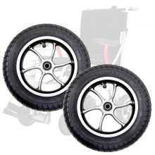 1 Pair 10 in Wheelchair Front Wheels, Pneumatic, 1/2 in Bearings, Replacement Wheels for Walkers