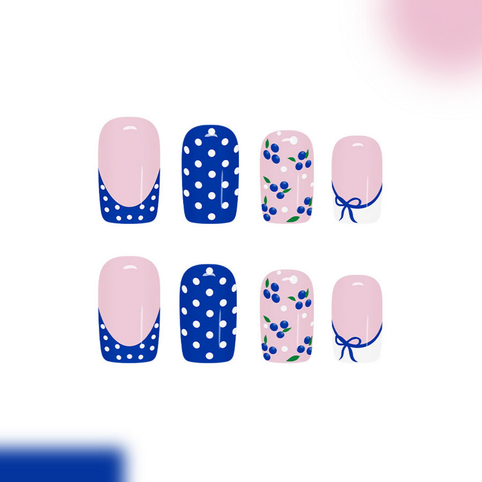 Reach-Tools 24Pcs Bowknot Polka Dot French Fake Nails For Women