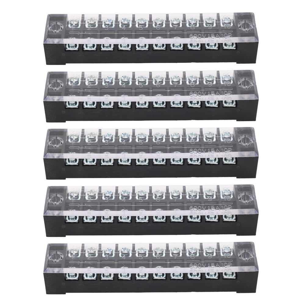 15A 600V 10 Position Terminal Block Kit Dual Row Screw Connectors Set Of 5 4101388796731