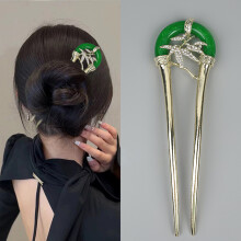 (Gold) Vintage Green U-Shape Hairpin for Hanfu Cosplay