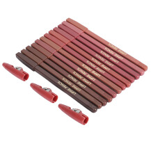 Kit de 12 crayons à lèvres waterproof, longue tenue, matte, 2g, avec 3 taille-crayons