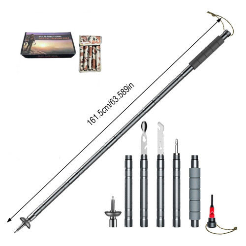 (8 Sections) Lightweight Aluminum Hiking Pole with Emergency Knife