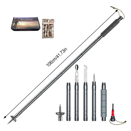 (5 Sections) Lightweight Aluminum Hiking Pole with Emergency Knife