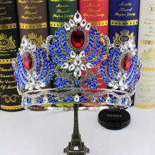 (White K red blue crystal) Glittering Hollow Crown for Bride & Cosplay