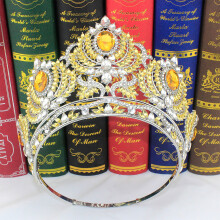 (White K all golden) Glittering Hollow Crown for Bride & Cosplay