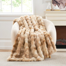 Faux Fur Throw Blanket for Couch, Fuzzy Soft Plush TieDye Beige, 50x60 Versatile Home Accent