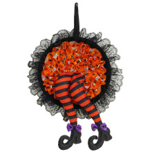 (Orange) Guirlande Halloween Pied Sorcière Dentelle