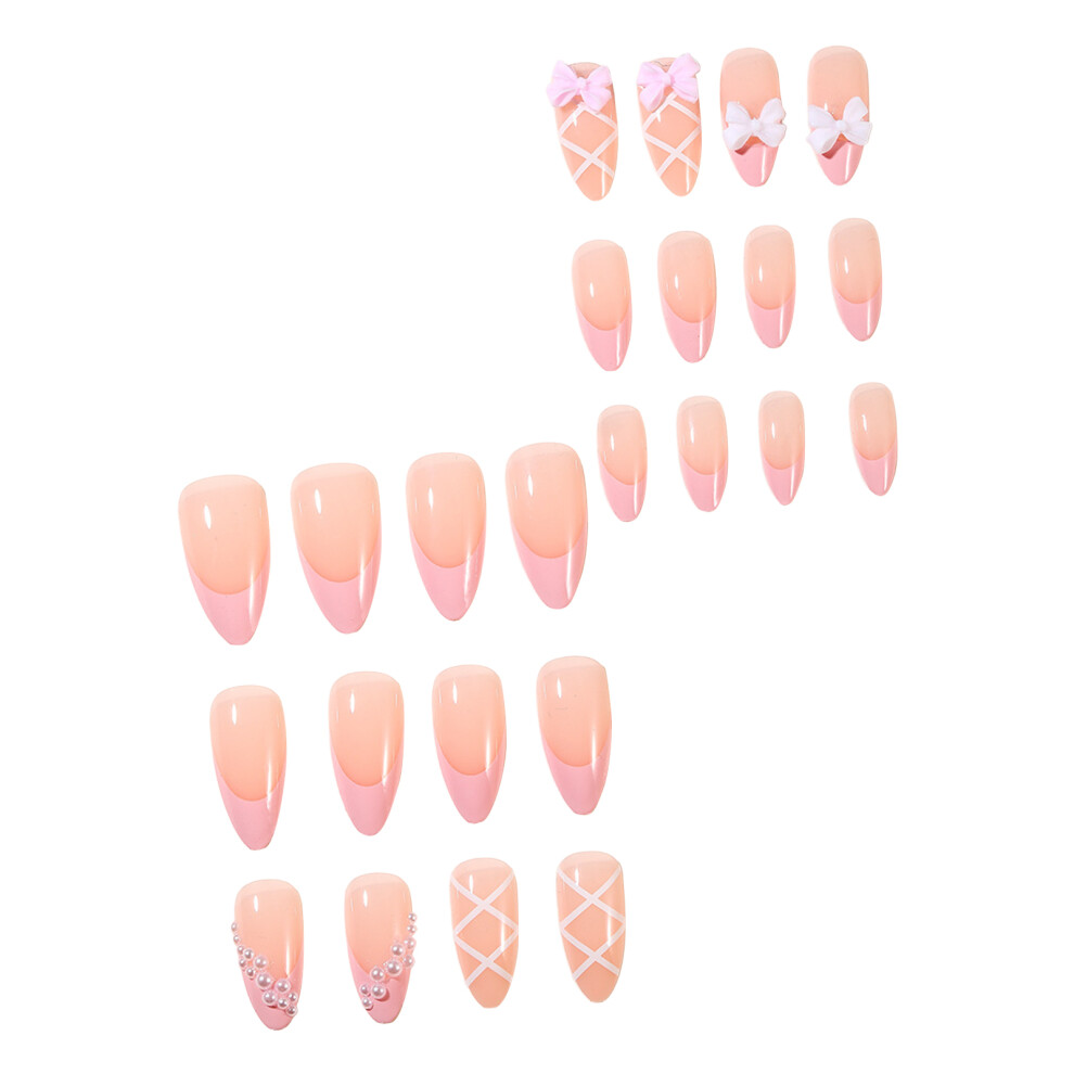 Dachuang Beauty 24Pcs French Tip Press-On Nails, Reusable & Long Lasting