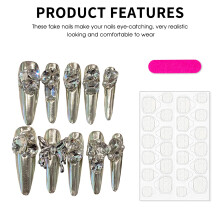 (M) Rhinestone Long Artificial Nails - Comfortable & Stylish