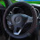 (Black Red) PU Leather Car Steering Wheel Cover - Embroidered 1