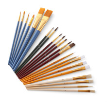 25Pcs Artist Paint Brush Set with Taklon, Bristle, Horse Hair & Sponge