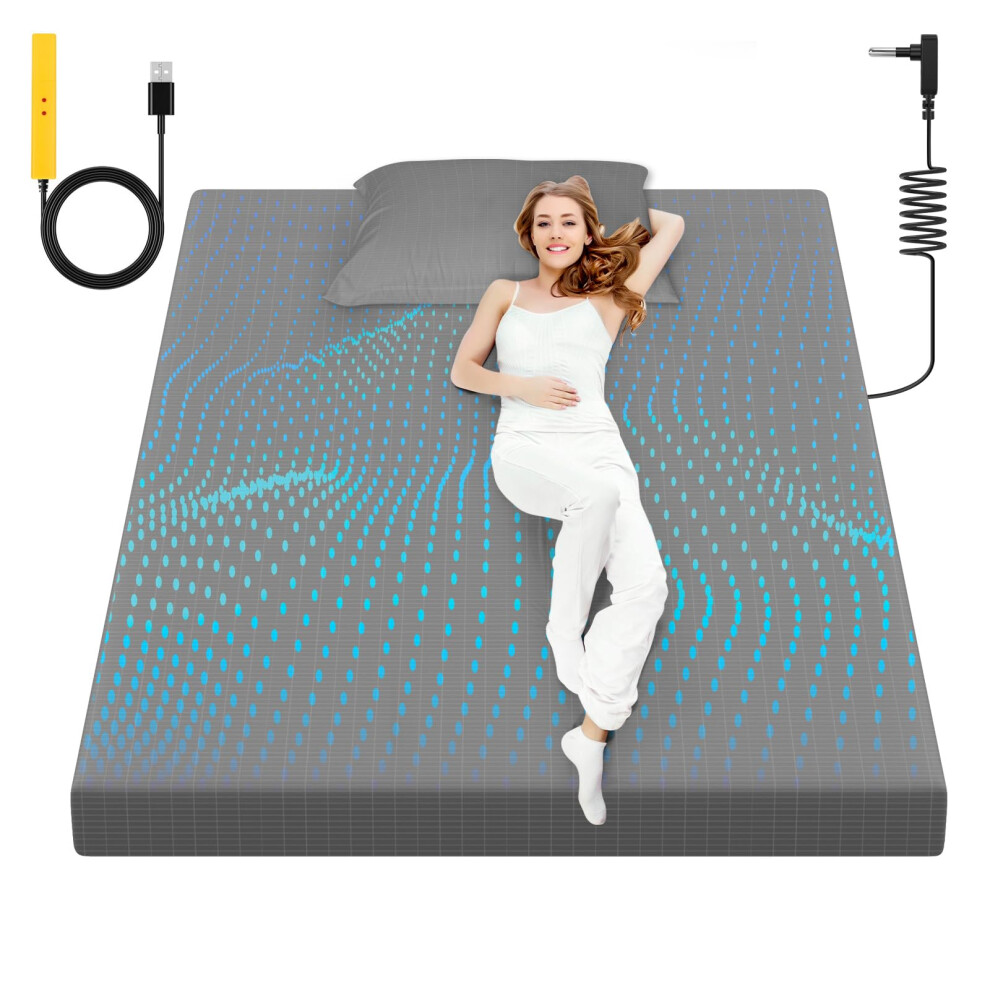 Grounding Sheet 90% Organic Cotton with Silver Fiber, Grounded Bed Sheet with Cord for Better Sleep Therapy Gray 105.2x23.2in