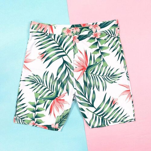 (Men) Tropical Print Quick-Dry Swimwear