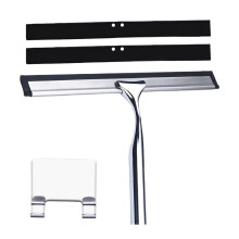Shower Squeegee 14 Inch Stainless Steel Dual Blade Bathroom and Window Cleaning with Hook