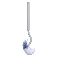Toilet Brush with Bent Head and Soft Bristles for Bathroom Corner Cleaning Storage Purple