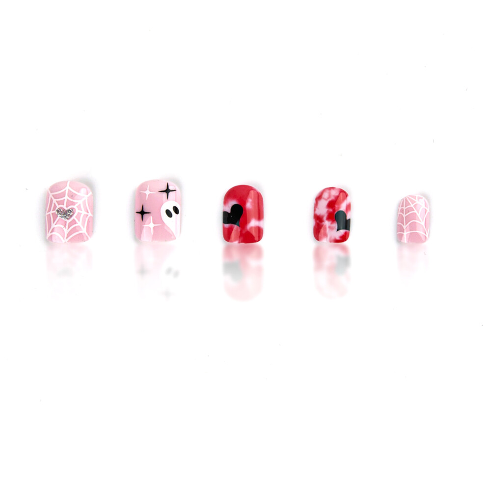 Dachuang Beauty Halloween Pink Short Fake Nails - Chip & Smudge Proof