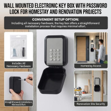 (Gray) Electronic Key Box with Password Lock - Wall Mounted