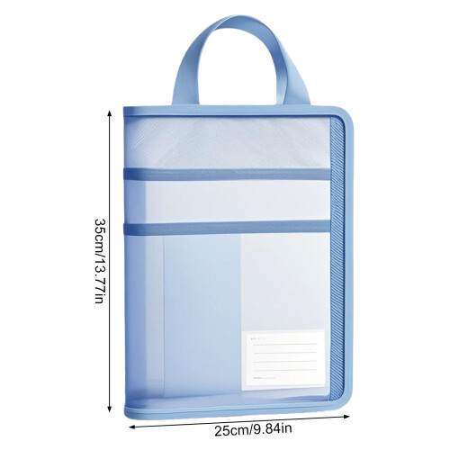 (Blue) A4 L-Shape File Pouch for Office & School