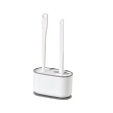 Toilet Brush and Holder Set with Compact Design, Deep Rim Cleaning, Drip Storage, Pink White