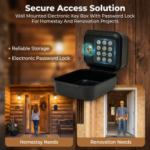 (Black) Electronic Key Box with Password Lock - Wall Mounted