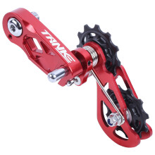 (red, Zipper) Single Speed Bike Chain Tensioner, Aluminum Alloy
