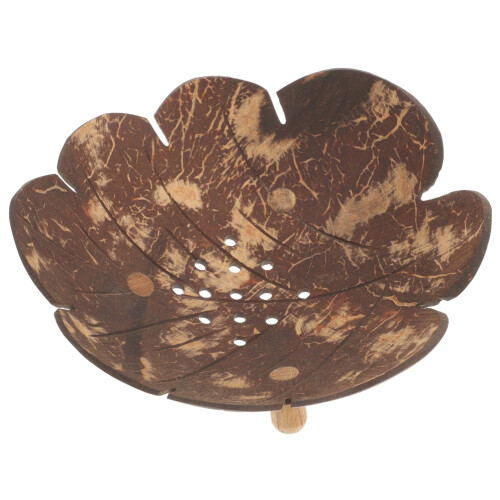 Coconut Shell Soap Dish with Drainage Keeps Soap Dry for Bathroom Kitchen and Shower Use